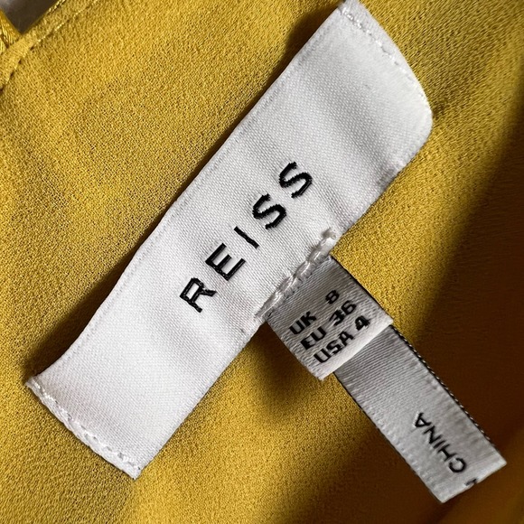 Reiss Sara Yellow Asymmetric One Shoulder Ruffled Cocktail Dress Size 4 - Picture 11 of 12
